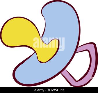 Baby bottle nipple color doodle. Kid pacifier symbol Stock Vector