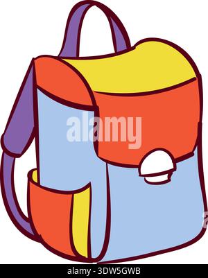 Color backpack icon. Hiking travel bag doodle Stock Vector