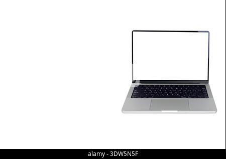 Laptop Computer with Blank Screen Isolated on White Background Stock Photo