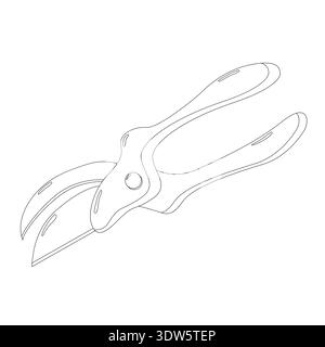Pruning Shears Line Art Illustration Stock Vector