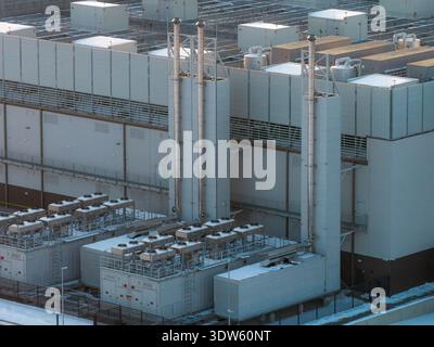 Data center with server farms and advanced hvac units, modern compute infrastructure and cloud technology, Warszawa, Województwo mazowieckie, Poland. Stock Photo