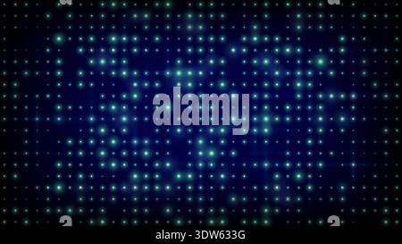 Flashing background led wall lights. Blue green glowing dots abstract background. Tech inspired abstract backdrop. Bright flicker stage lights. Future Stock Vector
