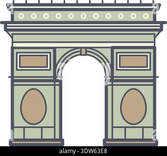 French arch. Historic culture landmark color icon Stock Vector