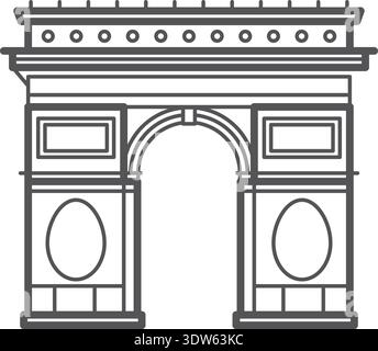 Arch monument in retro french architecture style. Travel landmark Stock Vector
