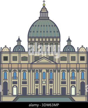 Rome cathedral church line icon. Color landmark Stock Vector