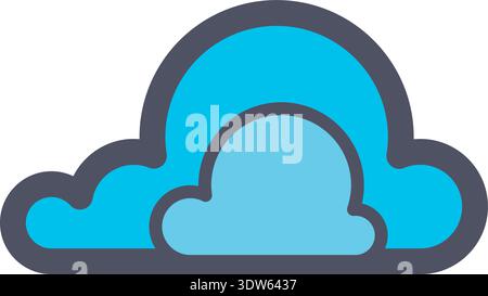 Blue cloud. Linear blue shape color icon Stock Vector