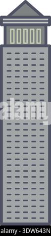 Downtown building. High urban architecture color icon Stock Vector