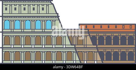 Coliseum color icon. European travel line logo Stock Vector