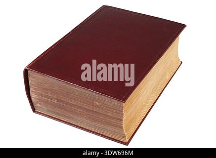 Old thick book isolated on white background Stock Photo