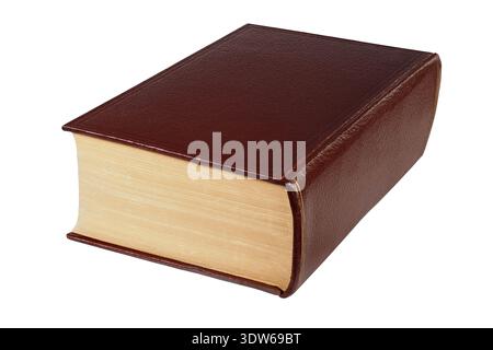 Old thick book isolated on white background Stock Photo