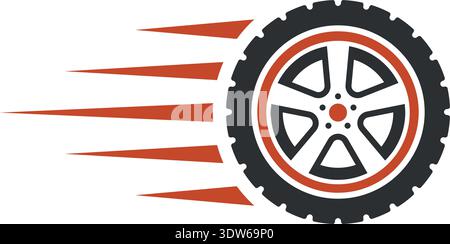 Fast car wheel logo. Speed motion icon Stock Vector