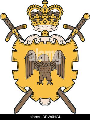 Royal insignia in medieval style. Shield vintage emblem Stock Vector