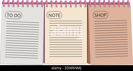 To do lists paper planning pages blank template Stock Vector