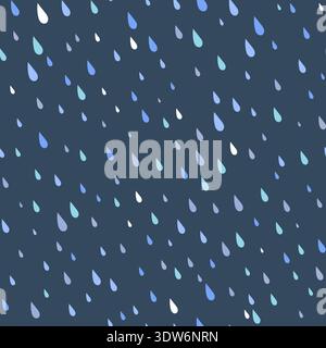 Rain drops pattern. Falling water in air seamless background Stock Vector