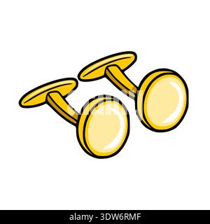 Golden Cufflinks Vector Illustration - Elegant Menswear Accessory Stock Vector