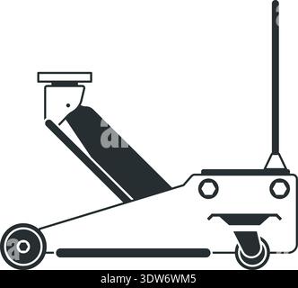 Car service jack black icon. Hydraulic repair tool Stock Vector