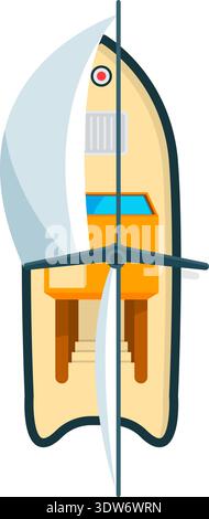 Sailing boat top view. Yacht cartoon icon Stock Vector