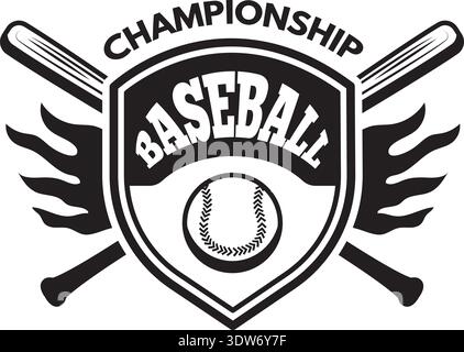 Baseball emblem. Sport game championship black logo Stock Vector