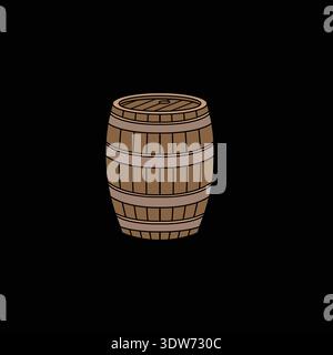 Wood Cask Icon For Brewery And Distillery Industry Branding With Detailed Wooden Plank Texture Stock Vector