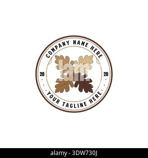 Nature Emblem Featuring Four Colorful Oak Leaves For Environmental And Seasonal Business Branding Stock Vector
