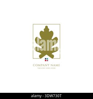Nature Home Emblem Featuring Oak Leaf Silhouette Combined With Simple House Icon For Eco Friendly Living Stock Vector