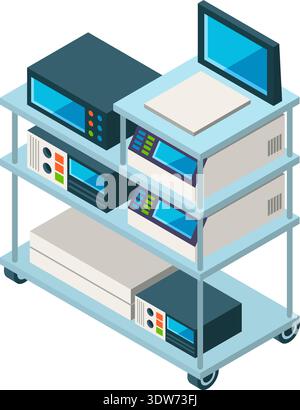 Ultrasound machine. Medical room apparatus isometric icon Stock Vector