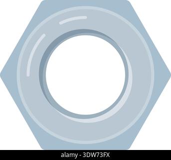 Metal nut for hexagon industrial fastener cartoon icon Stock Vector