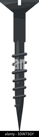 Countersunk screw side view. Industrial fastener icon Stock Vector