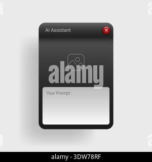 Modern dark mode mobile UI template featuring an AI image generator interface with prompt input field and preview area Stock Vector