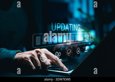Update software application upgrade technology concept. Software update or Operating system, patch update, updating progress bar, Install app patch, Stock Photo