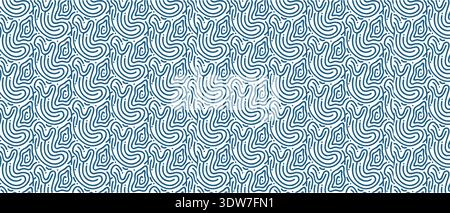 Abstract Topography Line Texture Seamless Pattern, Minimalist Blue Organic Wave Design for Modern Background Stock Vector
