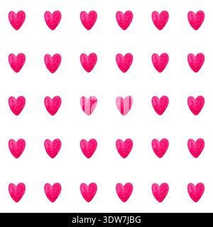 Watercolor cute hearts seamless pattern background. Simple minimalist romantic coquette print with many hearts. Stock Photo
