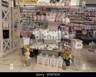 Pforzheim Germany Februar 25, 2026 Easter Shop Display With Pastel Decorations, Plush Bunnies, Baskets, Ceramic Eggs, Floral Accents, Ribbon Garlands, Stock Photo