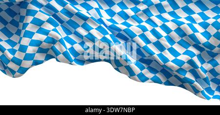 Waving bavarian flag 3d checkered pattern transparent background Stock Photo