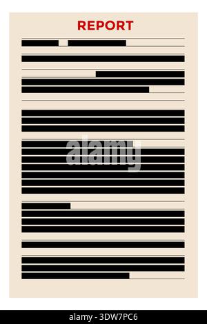 Redacted Confidential Report Document illustration Stock Vector