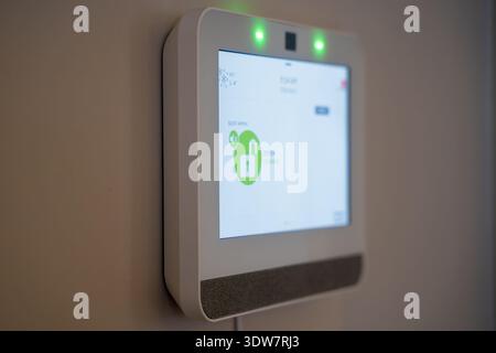 Close up of home security system control panel screen. Stock Photo