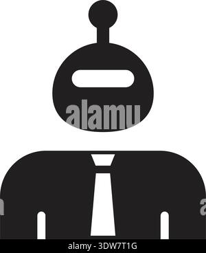 AI Executive Leadership Robot Icon with tie representing corporate leadership and management authority Stock Vector