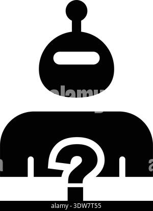 AI Support Question Robot Icon with question mark representing customer support and chatbot assistance glyph illustration Stock Vector