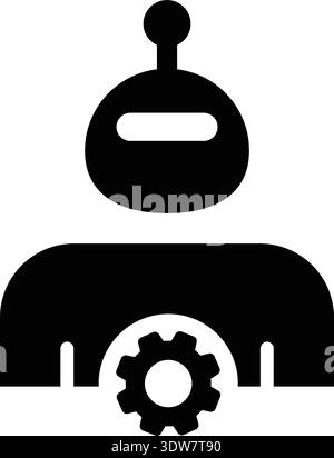 AI Gear Settings Robot Icon with gear symbolizing automation and system configuration glyph illustration Stock Vector