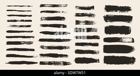 Gouache Paint Brush Strokes Set. Isolated elements Stock Vector