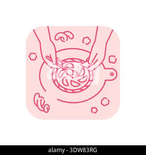 Cooking of sweet pie, close up top view, vector illustration Stock Vector