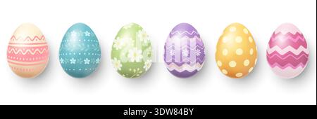 Set of three chicken eggs of ornament Stock Vector