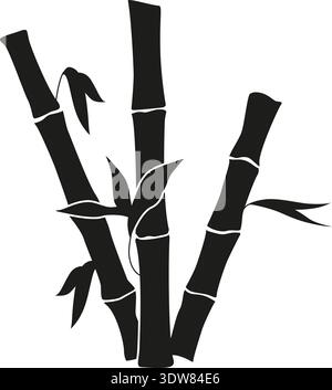 Eco bamboo wood black icon. Botany logo Stock Vector