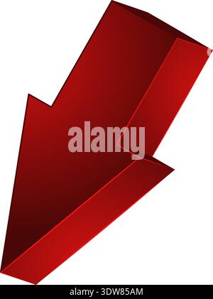 Decline symbol. Red 3d arrow down icon Stock Vector