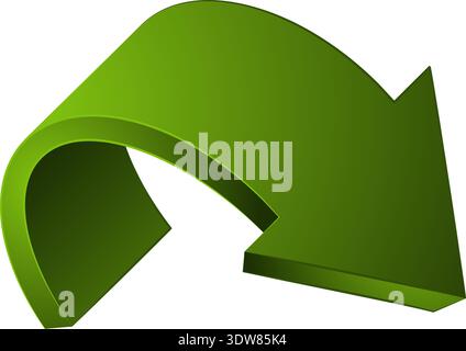 Bent round arrow. Loop down direction movement Stock Vector