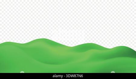Mountain with green grass hills. Landscape background with vibrant grass colors isolated on transparent backdrop Stock Vector