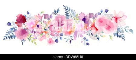 Delicate abstraction with pink flowers. Hand drawn. Not AI, vector illustration Stock Vector