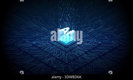 Isometric 3D AI processor concept, semiconductor technology background Stock Vector