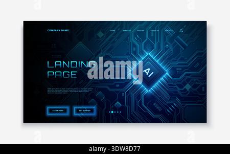 Blue circuit board background with glowing tech lines Stock Vector