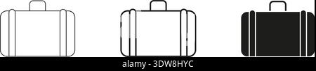 Suitcase Line And Solid Icon Set. Travel Luggage, Baggage, And Packing Outline And Silhouette Symbol Collection. Vacation And Business Trip Essentials Stock Vector